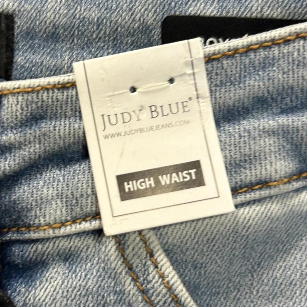 Judy Blue Boyfriend Jeans Womens 0/24 High Rise Utility Pocket Light Blue Denim